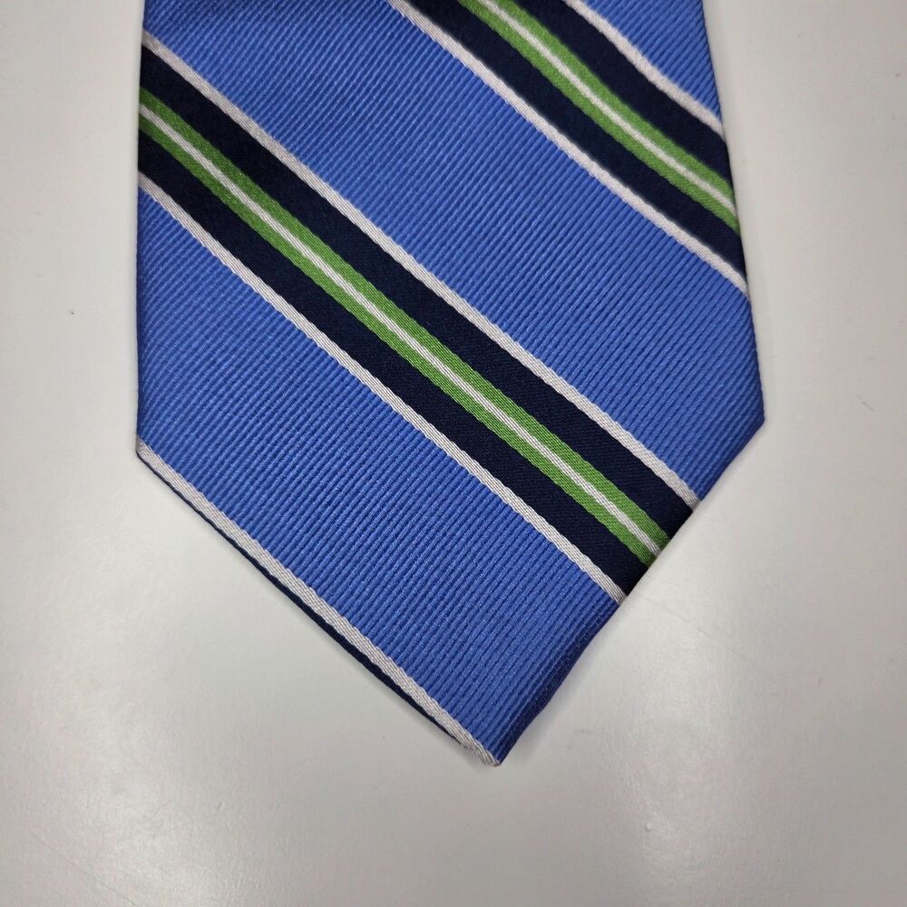 Chaps Men's 100% Silk Neck Tie Repp Textured Tie Baby Blue Navy Green Striped